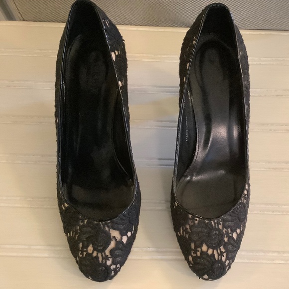 J. Crew black lace, patent leather 3” inch heel, size 9 - Picture 1 of 4